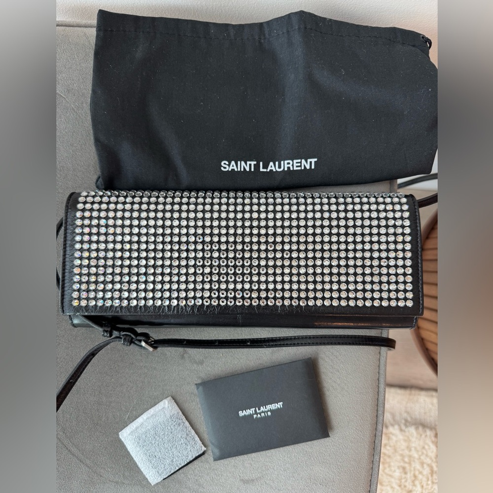 Saint Laurent Black Leather Clutch
